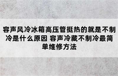 容声风冷冰箱高压管挺热的就是不制冷是什么原因 容声冷藏不制冷最简单维修方法